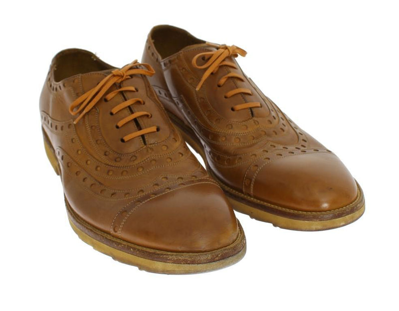 Yellow Leather Wingtip Shoes