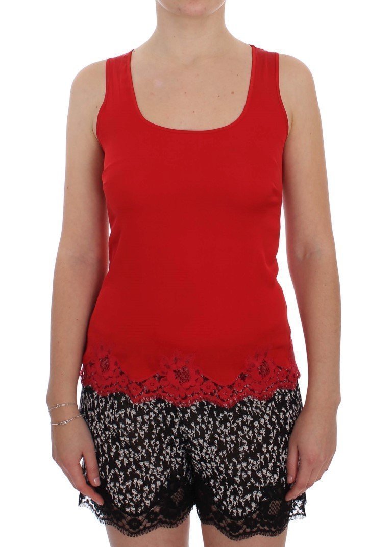 Red Silk Stretch Camisole Lingerie Blouse