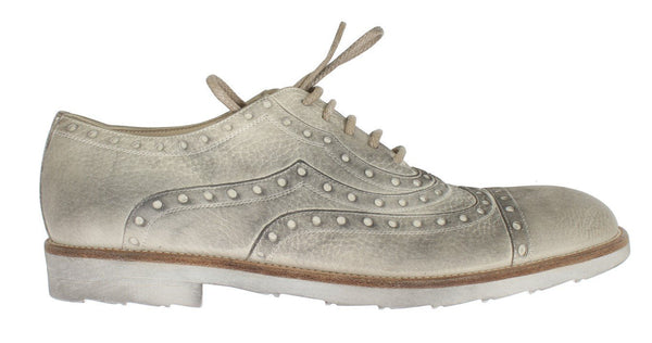 Beige Leather Wingtip Shoes