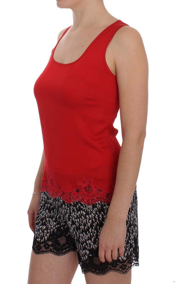 Red Silk Stretch Camisole Lingerie Blouse