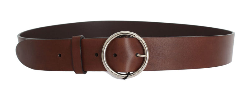 Brown Leather Silver Buckle Belt