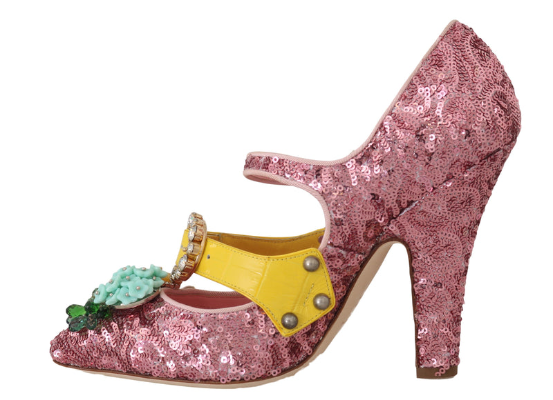 Pink Sequined Crystal Mary Janes