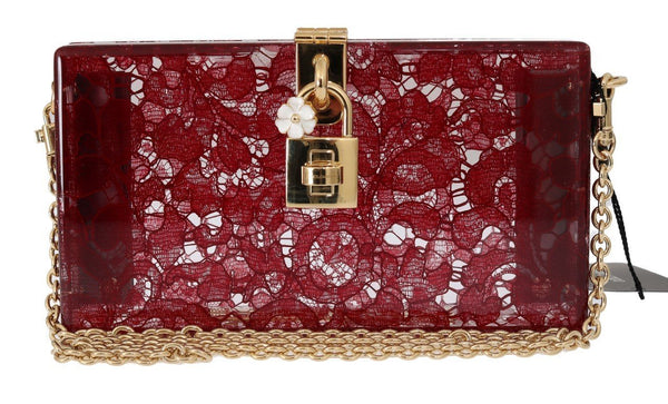 Red Taormina Lace Crystal Clutch Bag