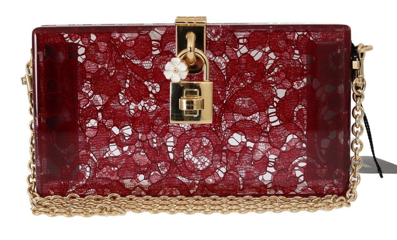 Red Taormina Lace Crystal Clutch Bag