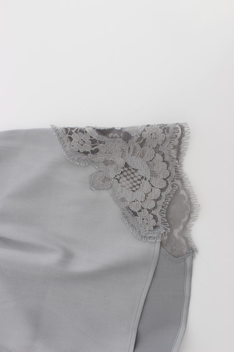 Silver Silk Stretch Lace Lingerie Mini Shorts