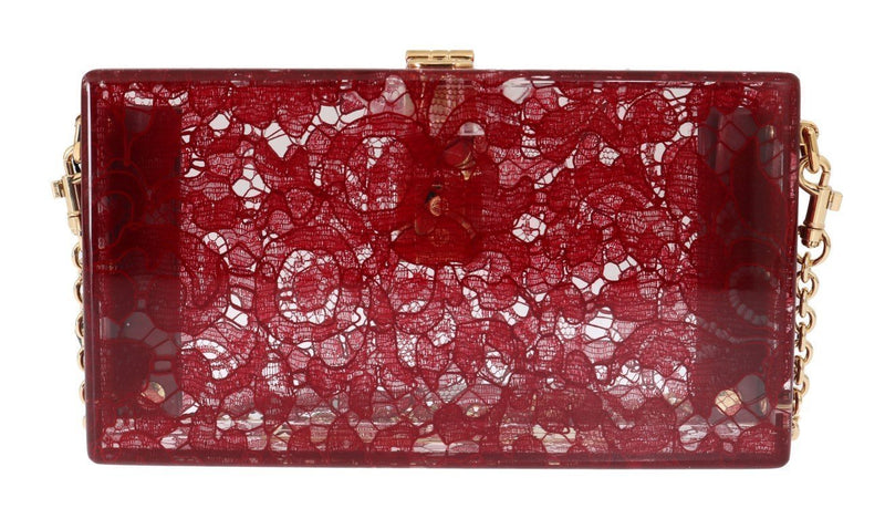 Red Taormina Lace Crystal Clutch Bag