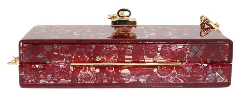 Red Taormina Lace Crystal Clutch Bag