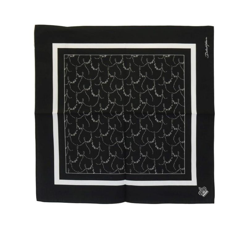 Black Cotton Crown Print Scarf