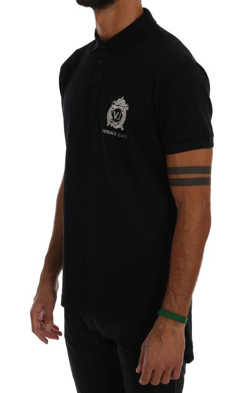 Black Cotton Short Sleeve Polo T-Shirt