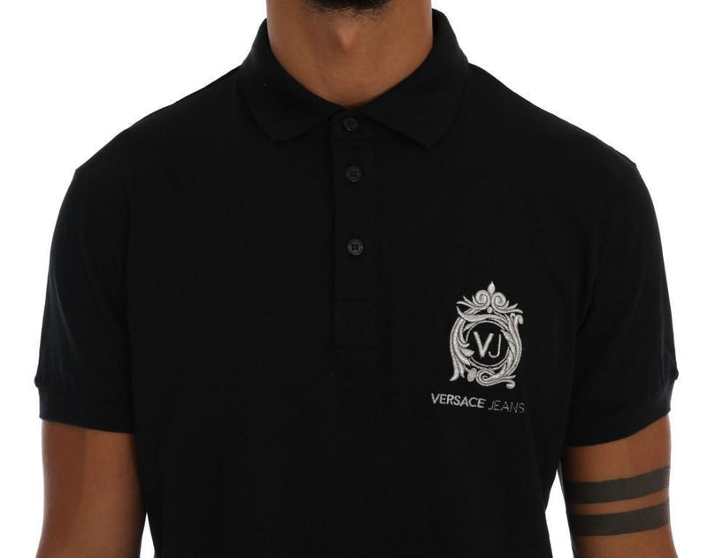 Black Cotton Short Sleeve Polo T-Shirt