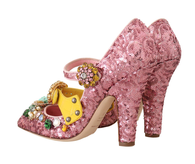 Pink Sequined Crystal Mary Janes