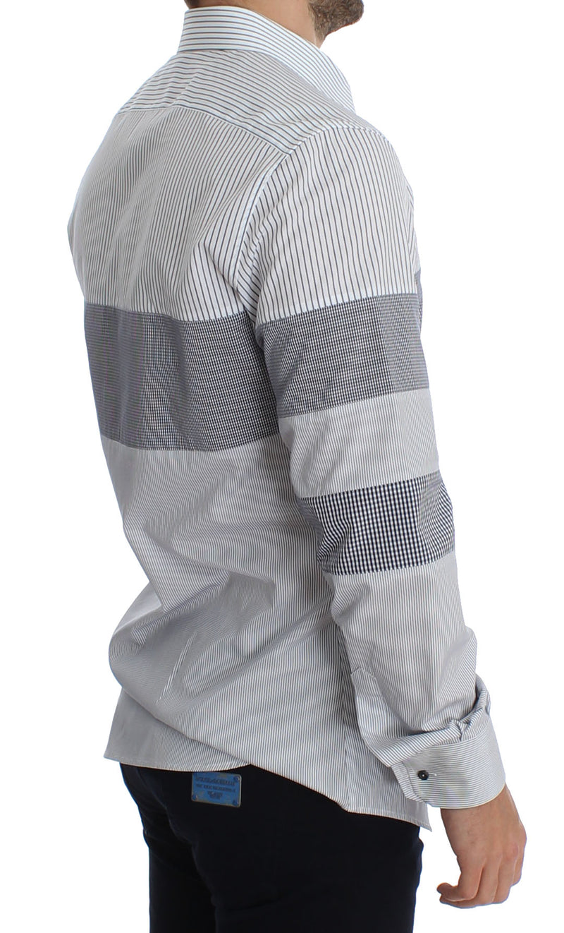 White Blue Striped GOLD Slim Fit Casual Shirt