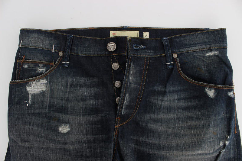 Blue Wash Cotton Denim Regular Fit Jeans
