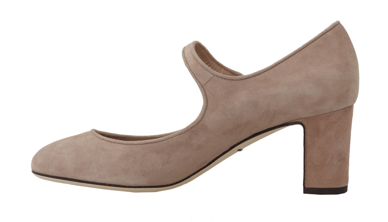 Beige Suede Leather Mary Jane