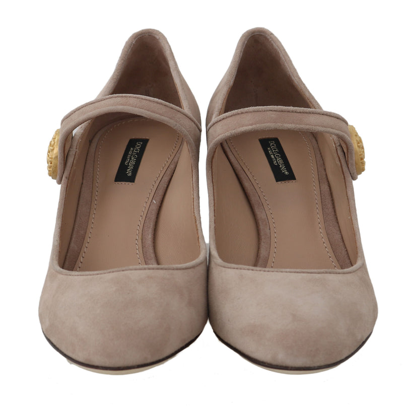 Beige Suede Leather Mary Jane