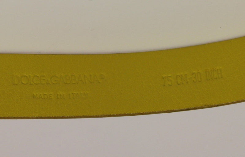 Yellow Leather Heart Logo Belt