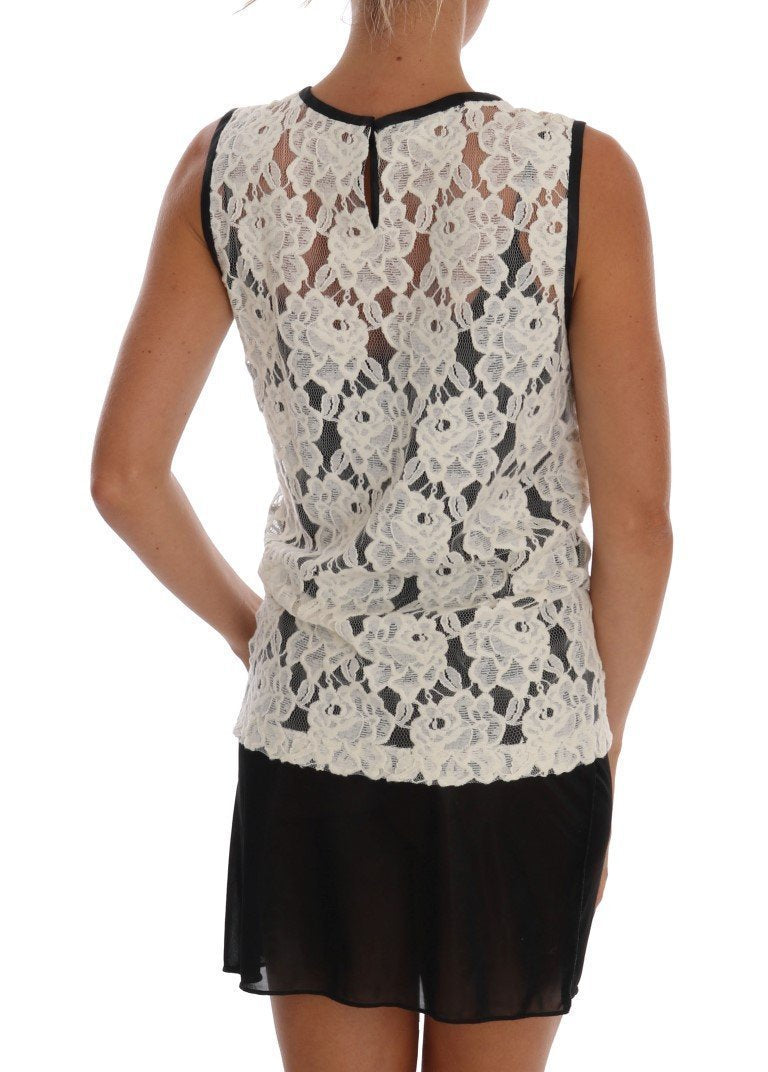 White Floral Lace Blouse Top