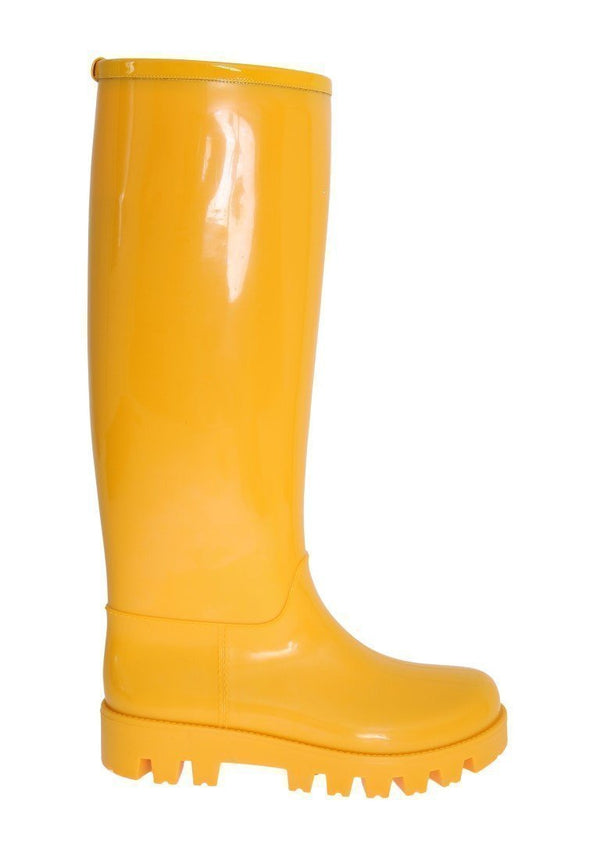 Yellow Rubber Knee Rain Boots