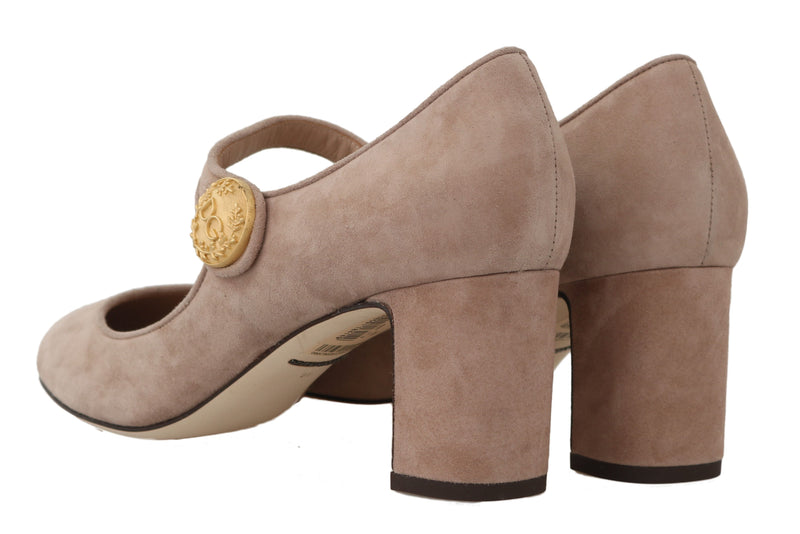 Beige Suede Leather Mary Jane