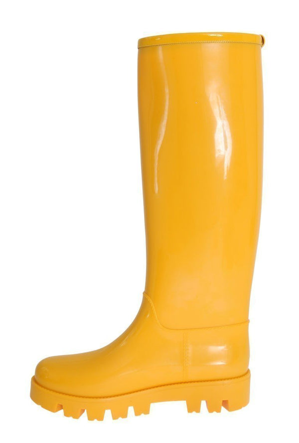 Yellow Rubber Knee Rain Boots