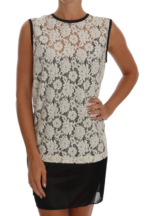 White Floral Lace Blouse Top