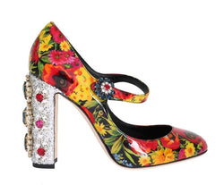 Floral Crystal Mary Janes Leather Shoes