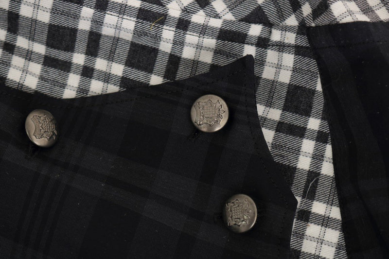 Gray Check Plaid Cotton Slim Fit Shirt