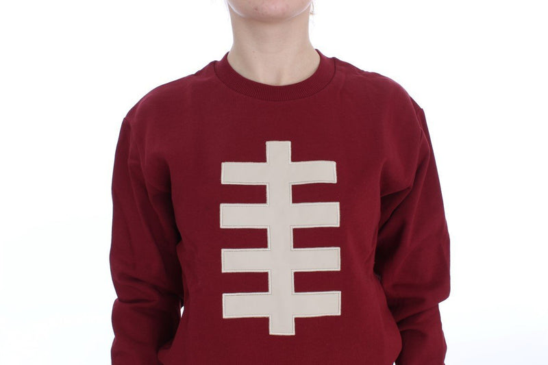 Red Cotton Crewneck Pullover Sweater