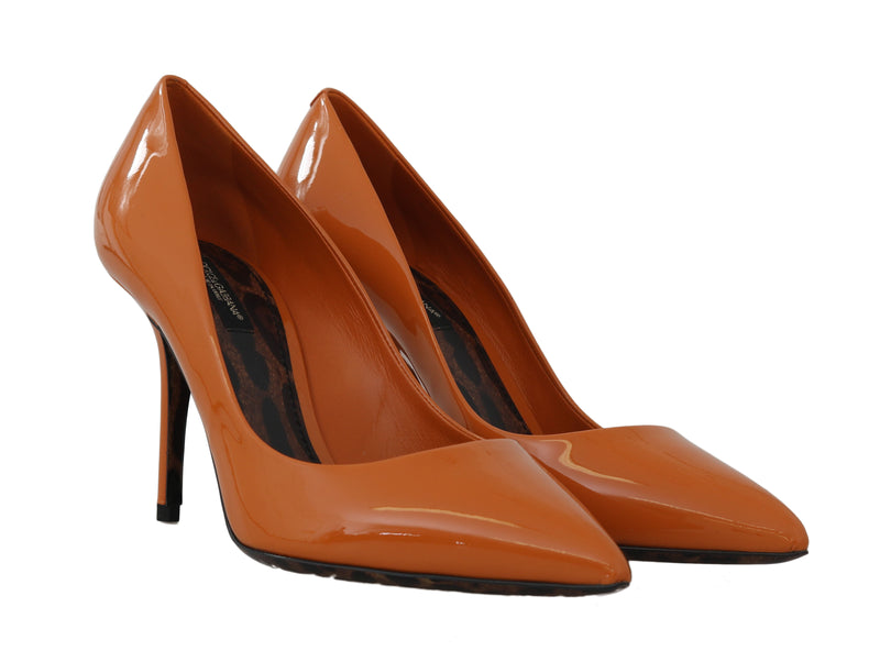 Orange Patent Leather Pumps Heels