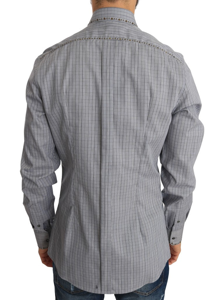 Gray Check GOLD Cotton Slim Fit Shirt