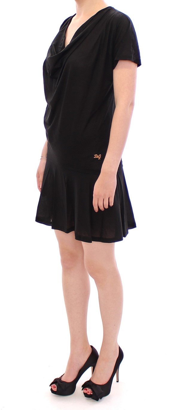 Black cotton semi transparent dress