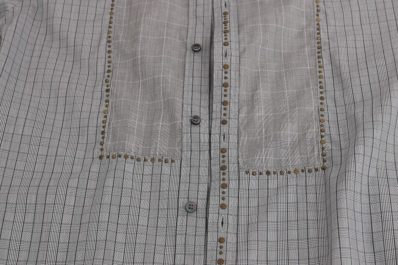 Gray Check GOLD Cotton Slim Fit Shirt