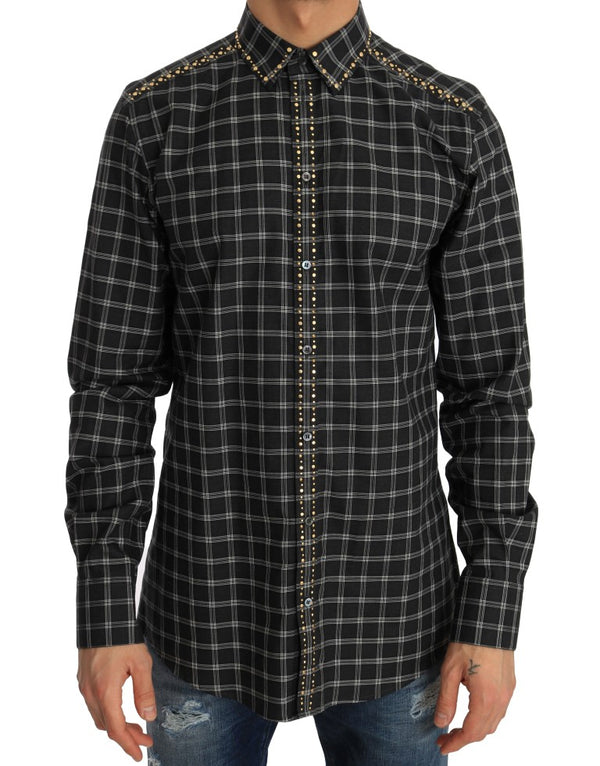 Green Checkered Cotton Slim Fit Shirt