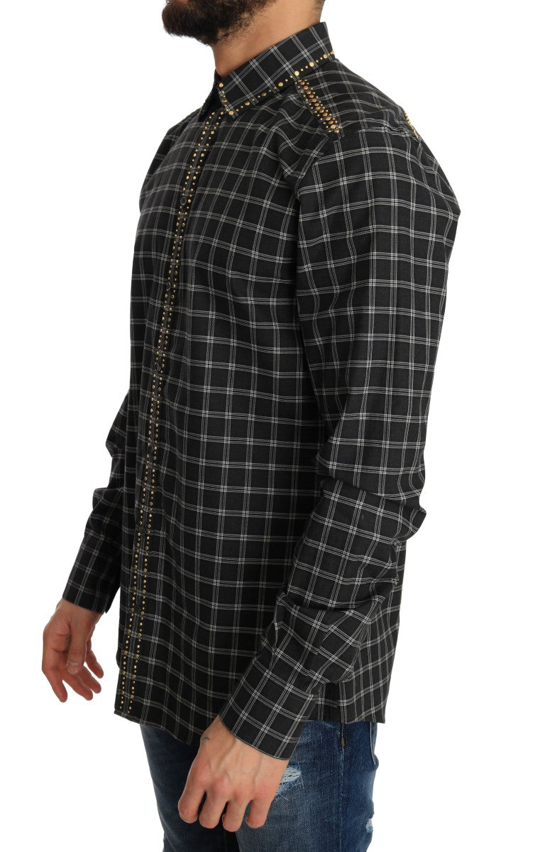 Green Checkered Cotton Slim Fit Shirt