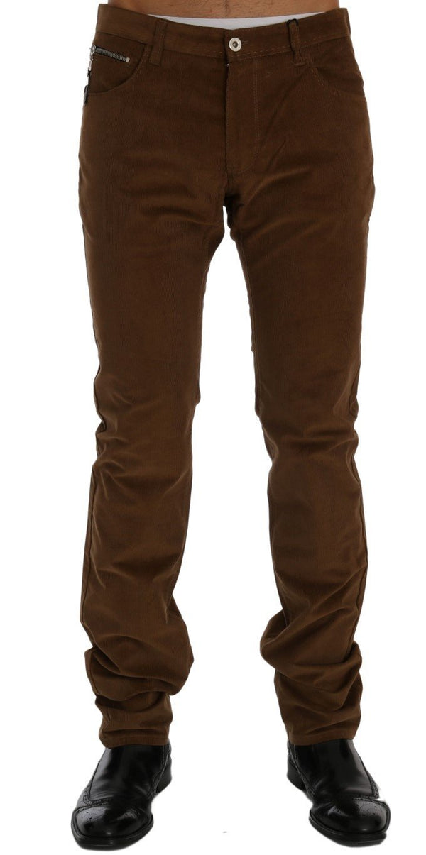 Brown Cotton Stretch Pants