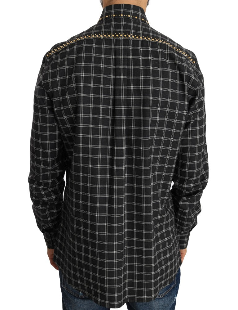 Green Checkered Cotton Slim Fit Shirt