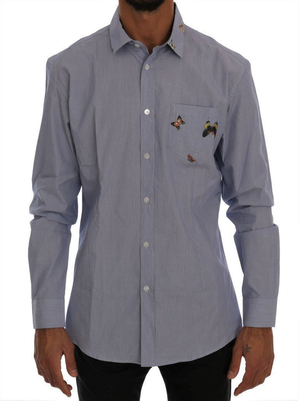 Blue Cotton Slim Fit Casual Shirt