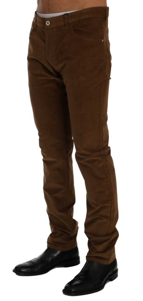 Brown Cotton Stretch Pants