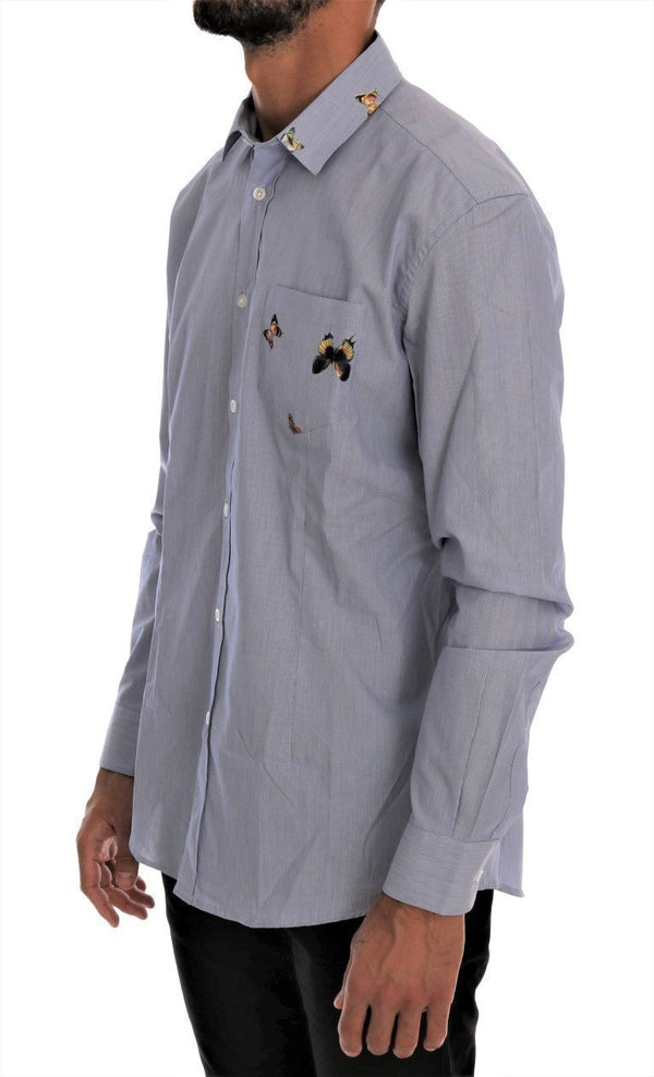 Blue Cotton Slim Fit Casual Shirt