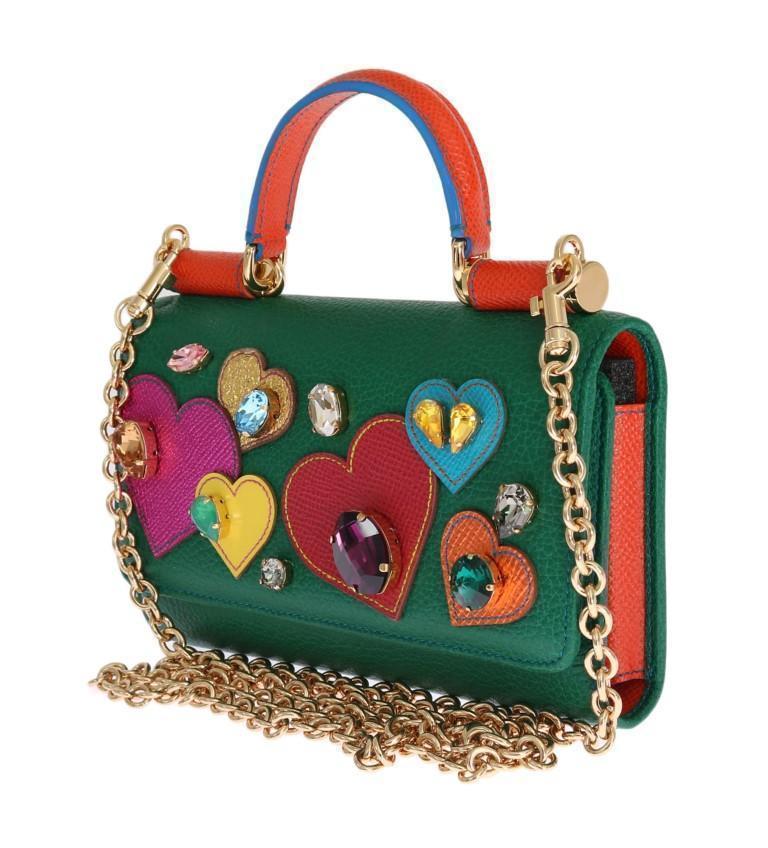 Green Leather Crystals VON Bag