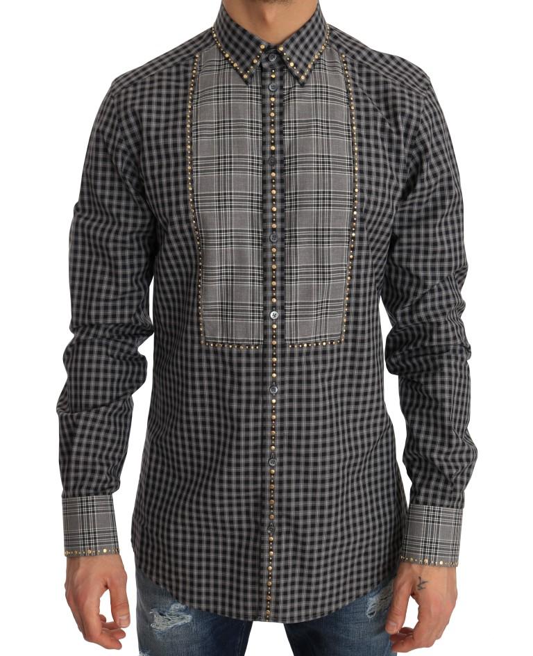 Gray Check GOLD Cotton Slim Fit Shirt