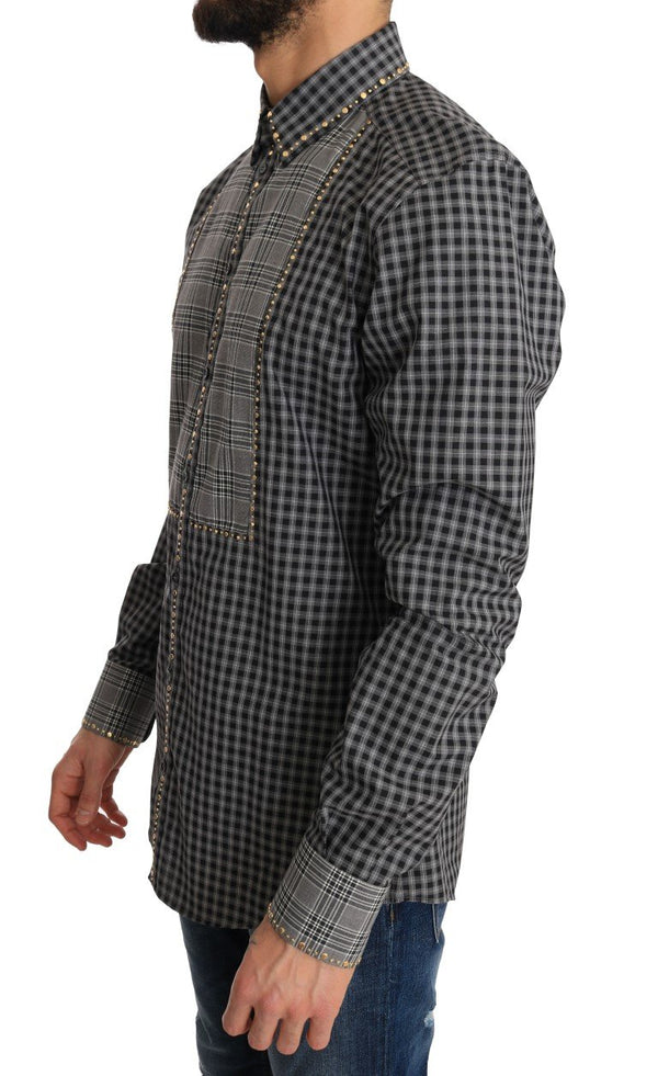 Gray Check GOLD Cotton Slim Fit Shirt