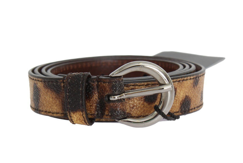 Brown Leopard Silver Buckle Belt