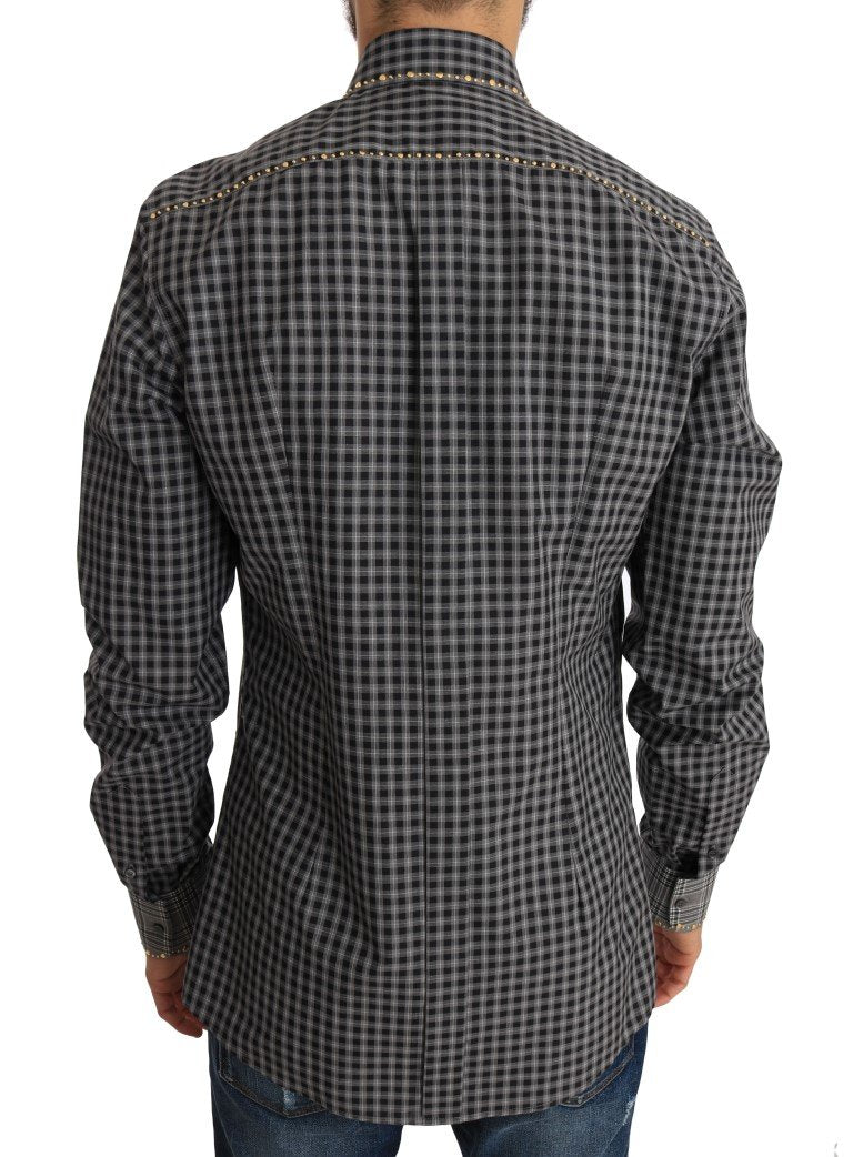 Gray Check GOLD Cotton Slim Fit Shirt