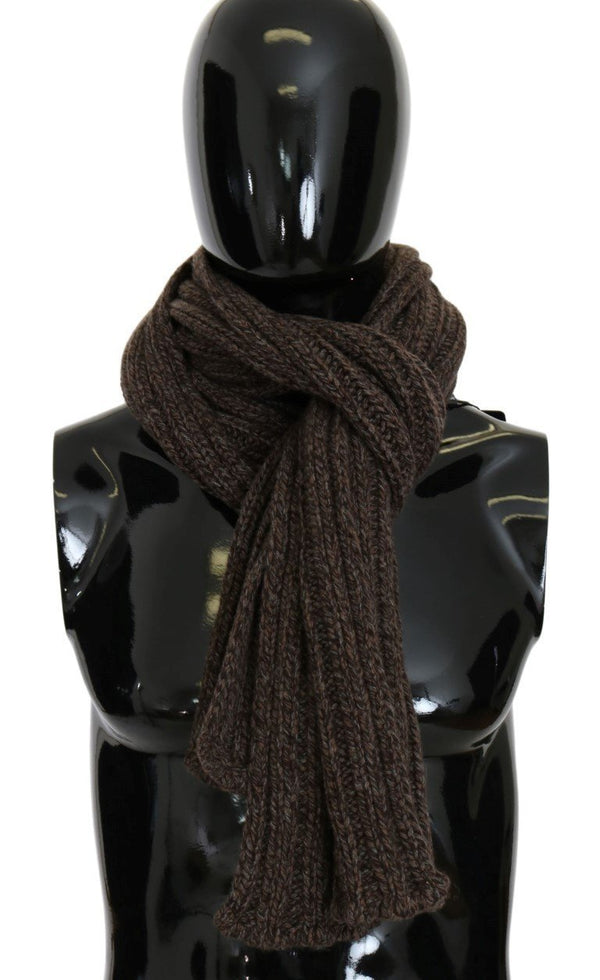 Brown Cashmere Wool Knitted Scarf