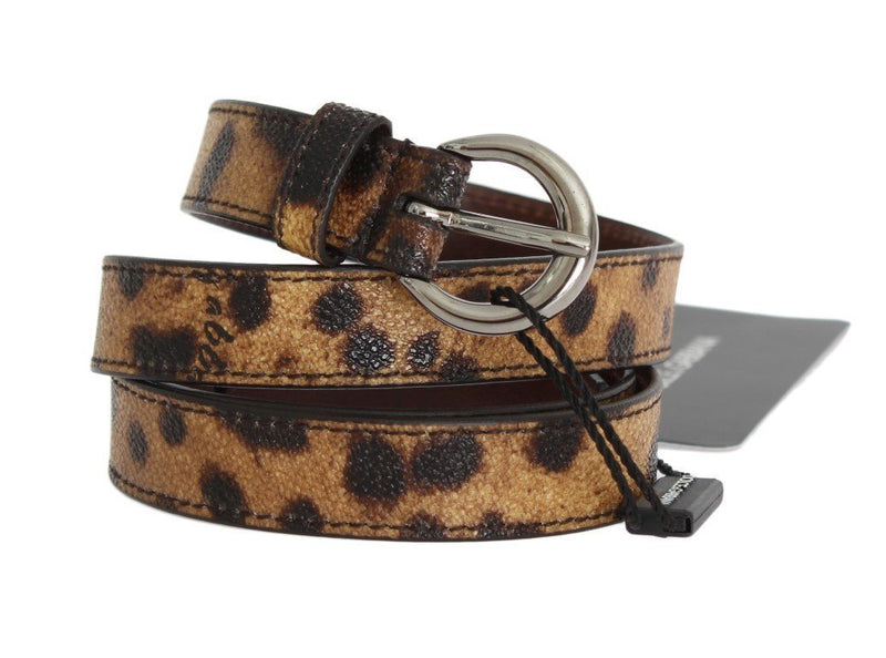 Brown Leopard Silver Buckle Belt