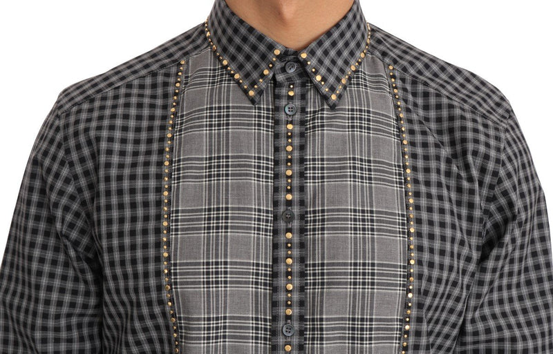 Gray Check GOLD Cotton Slim Fit Shirt