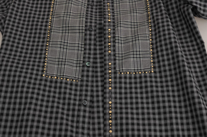 Gray Check GOLD Cotton Slim Fit Shirt