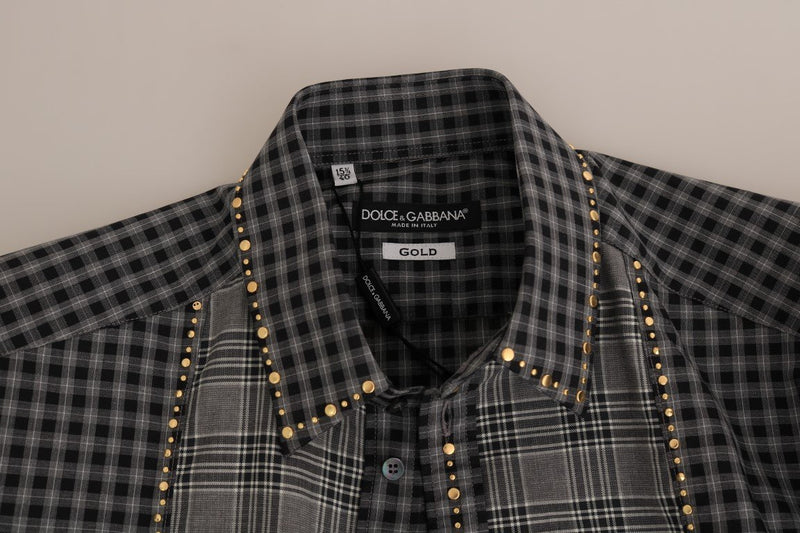 Gray Check GOLD Cotton Slim Fit Shirt