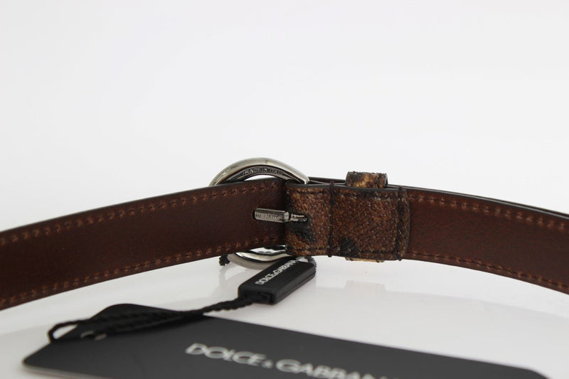 Brown Leopard Silver Buckle Belt